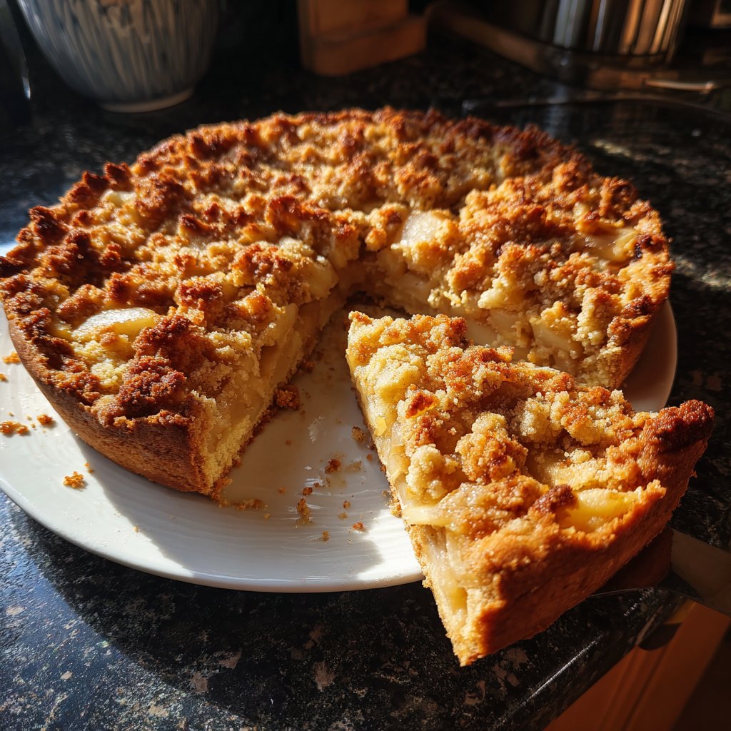 Kuchen mit Birnen und Streuseln