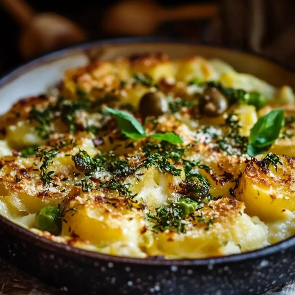 Einfacher Kartoffel-Rosenkohl-Auflauf