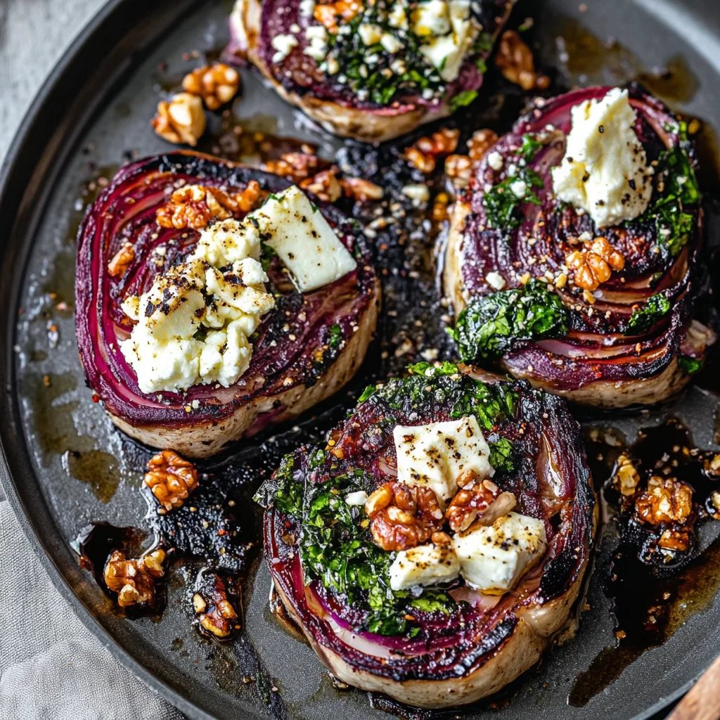 Rotkohlsteaks mit Feta und Walnüssen