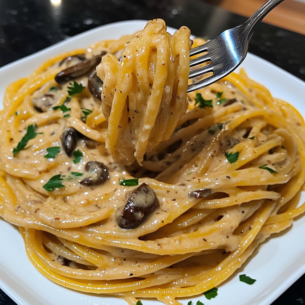 Spaghetti mit cremiger Pilzsauce