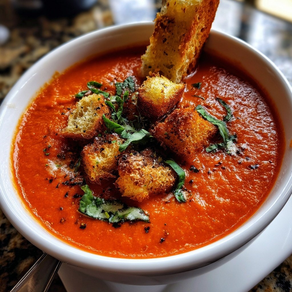 Tomatensuppe mit Croutons