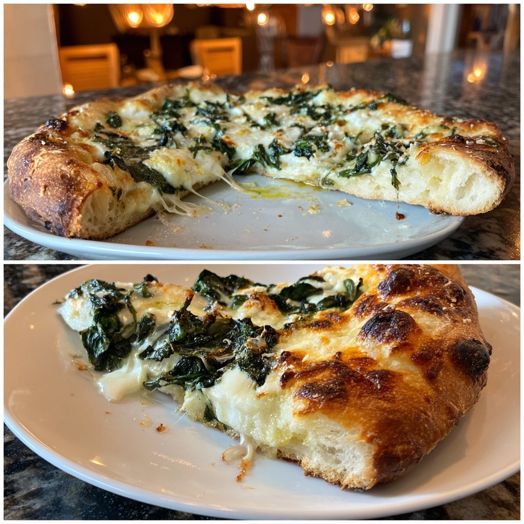 Pizza mit Spinat und Zitronenöl