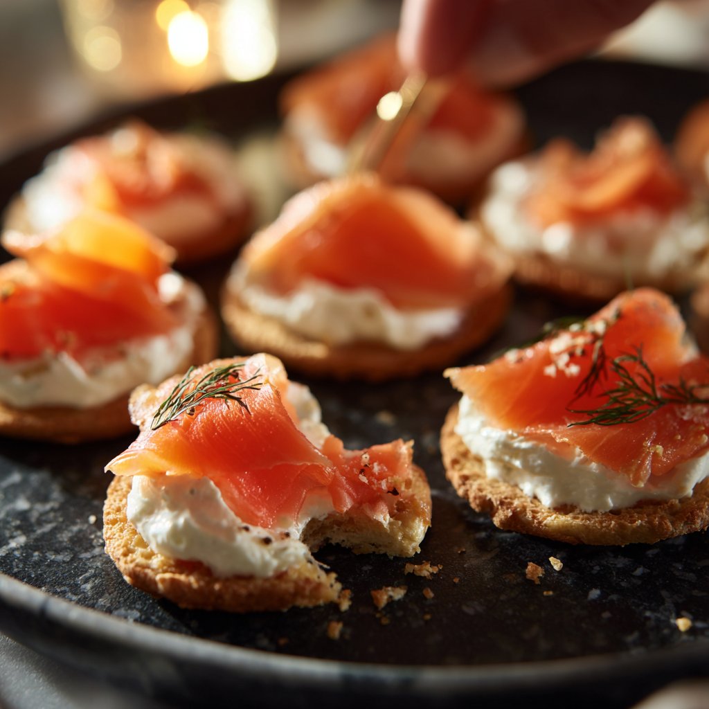 Canapés mit Frischkäse und Lachs