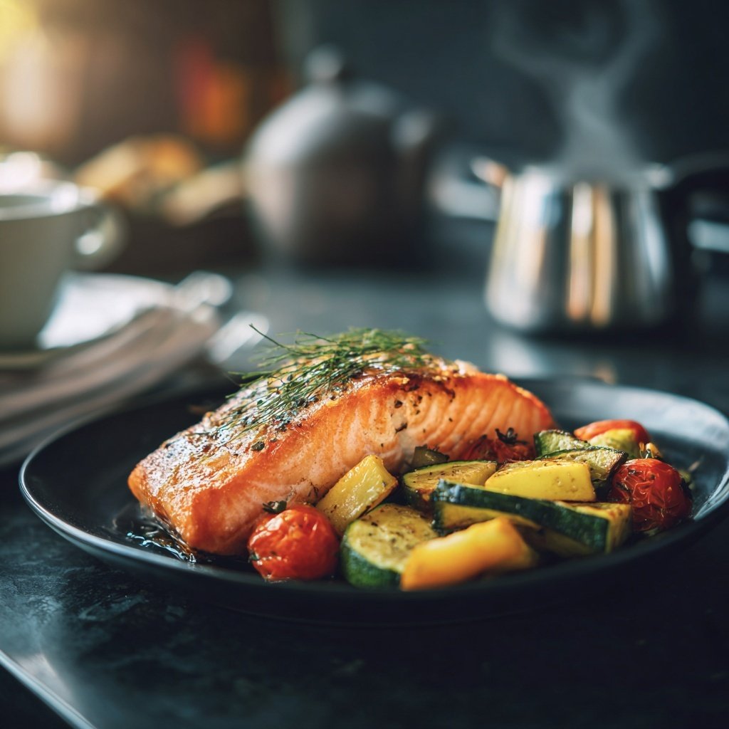 Kalorienarmes Abendessen Mit Lachs Und Gemüse