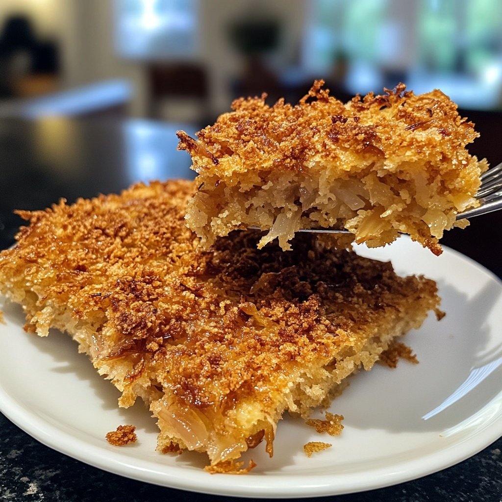 Kartelstampf mit karamellisierten Zwiebeln