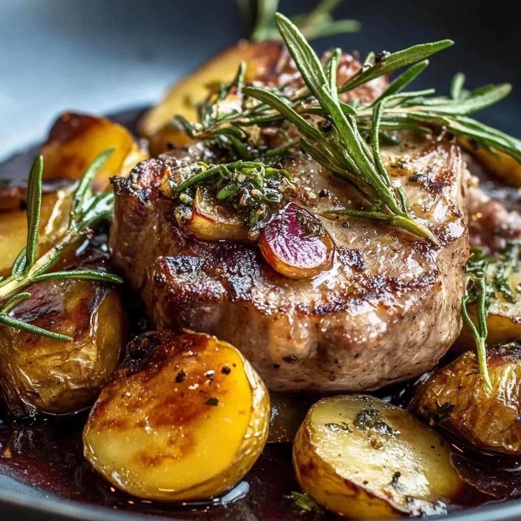 Schweinefilet mit Äpfeln und Zwiebeln