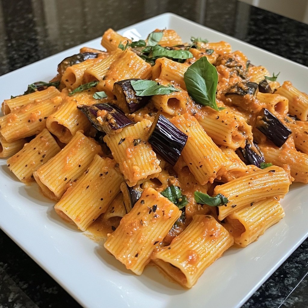 Rigatoni mit Auberginen-Tomatensauce